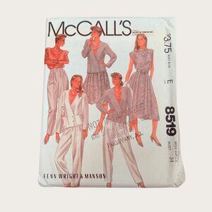 Vintage 1980s McCalls Sewing Pattern 8519 Misses Jacket Top Skirt Pants Size 12